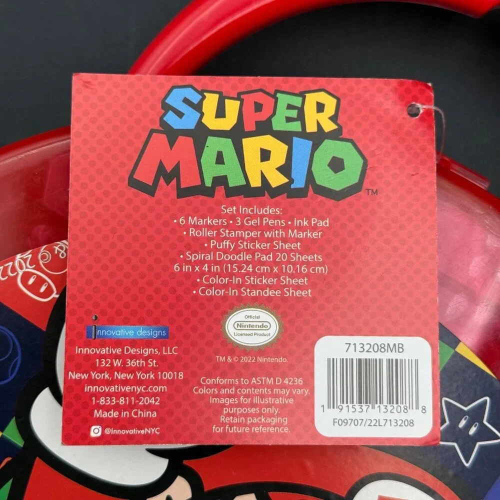 Super Mario Coloring Activity Set Red Carrying‎ Case Nintendo Innovative Designs